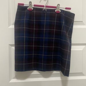 Navy and burgundy plain mini skirt